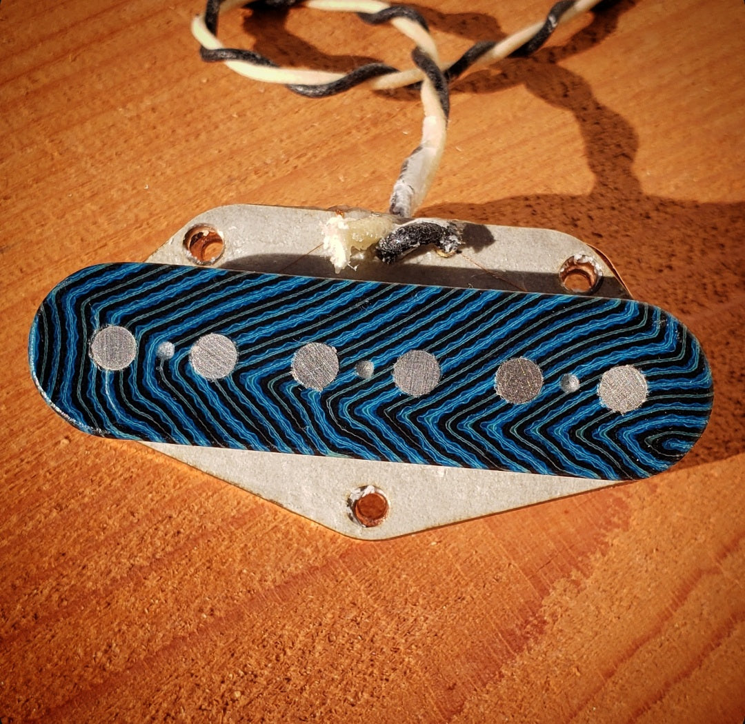 Sugar Tone Telecaster Bridge Pickup  "Herringbone Blue Vintage Wind" | Output: 6.47k Ohm