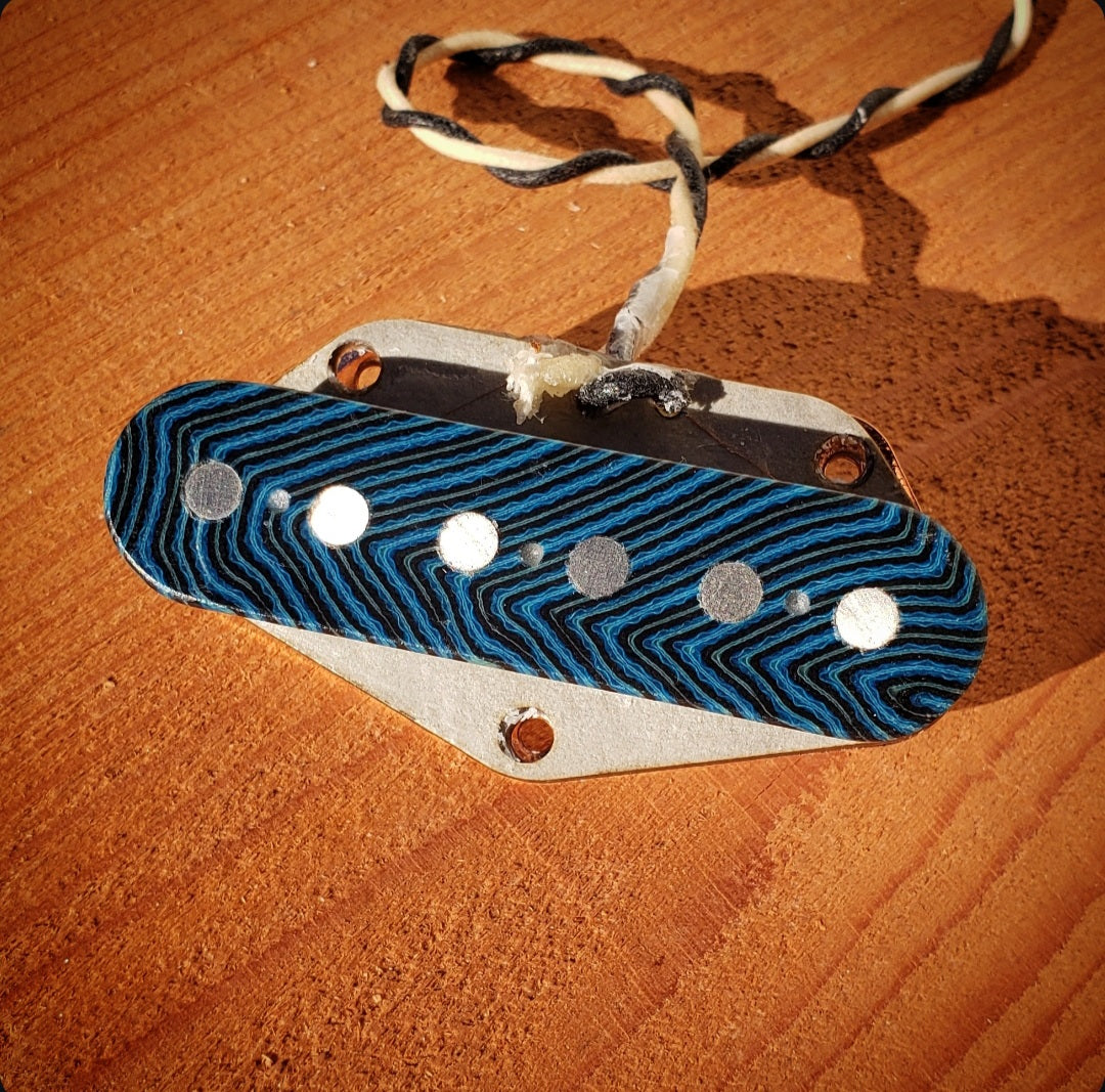 Sugar Tone Telecaster Bridge Pickup  "Herringbone Blue Vintage Wind" | Output: 6.47k Ohm